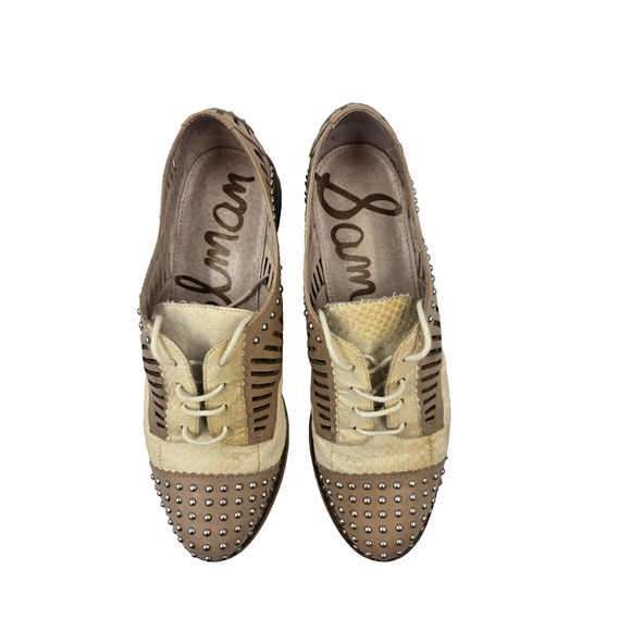 Sam Edelman Jayden oxford loafers studded lasercut faux python detail size 6.5 - Picture 5 of 10